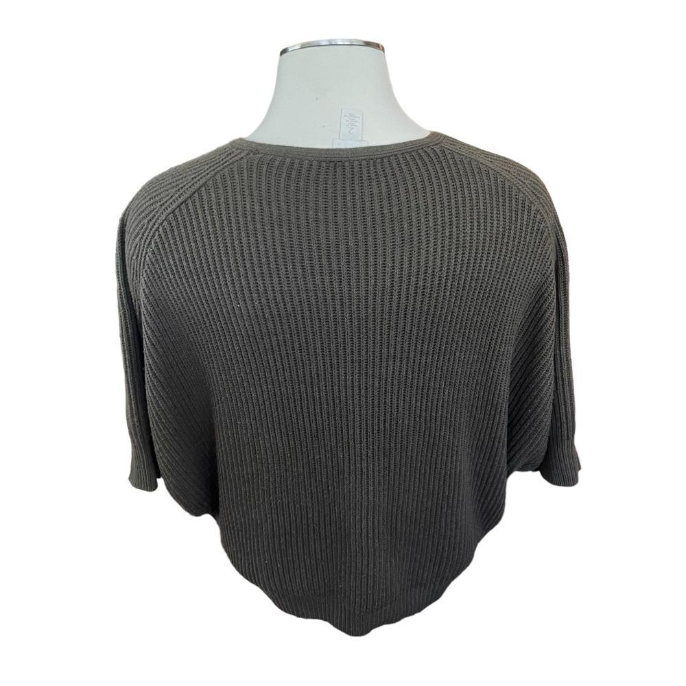 Chico's Wool Blend Green Batwing Ribbed Sweater Pullover Short Sleeve Size Large - Picture 2 of 8